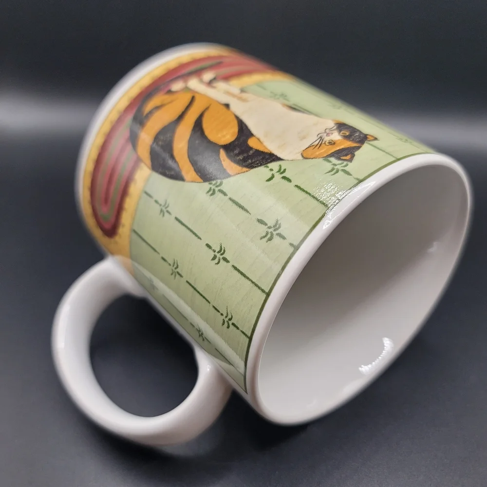 Vintage Warren Kimble Striped Cat Stoneware Mug CLEAN - Picture 8 of 9